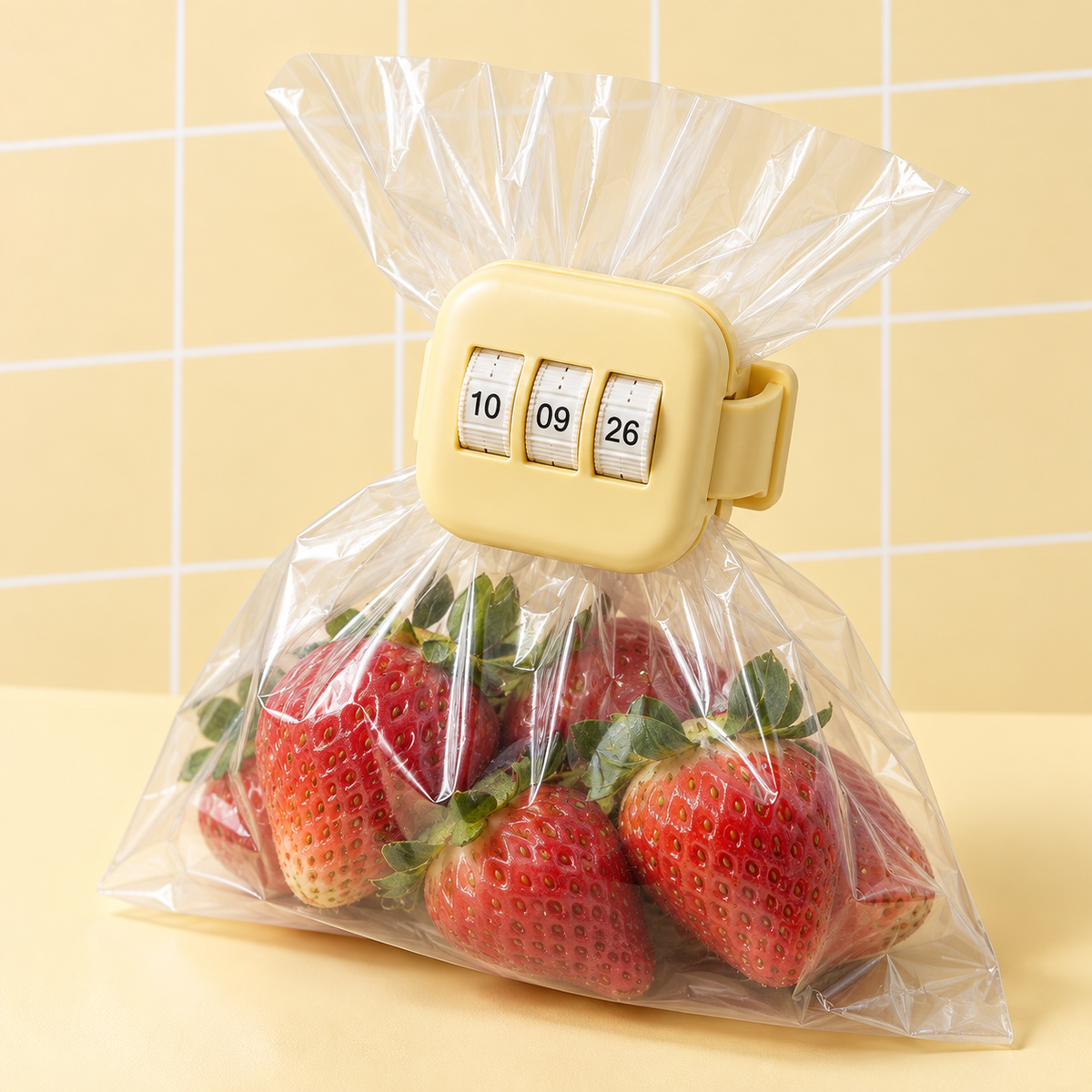 Butter Yellow Food Bag Clip with Date Tracker
