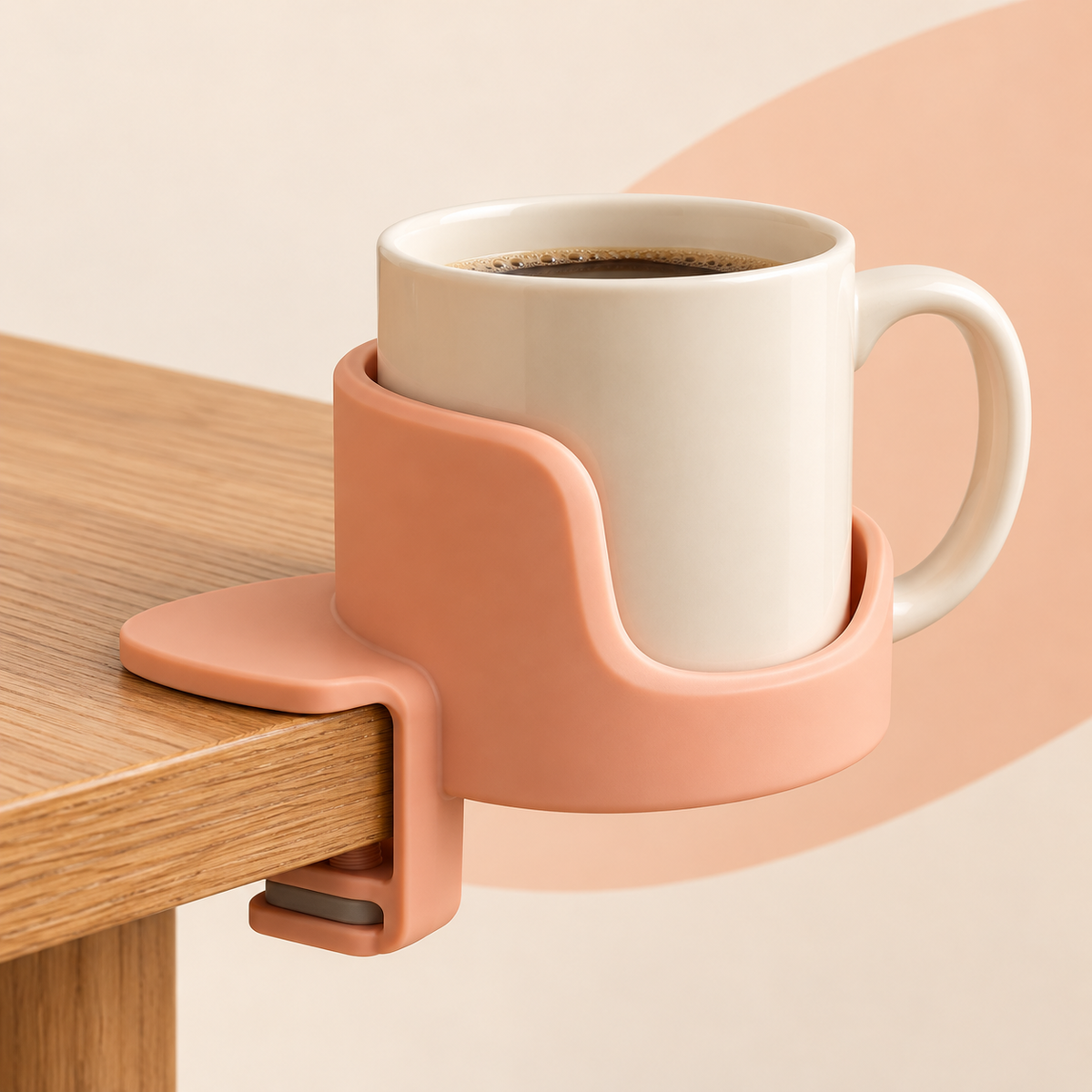 Peach Clamp-On Desk Cup Holder