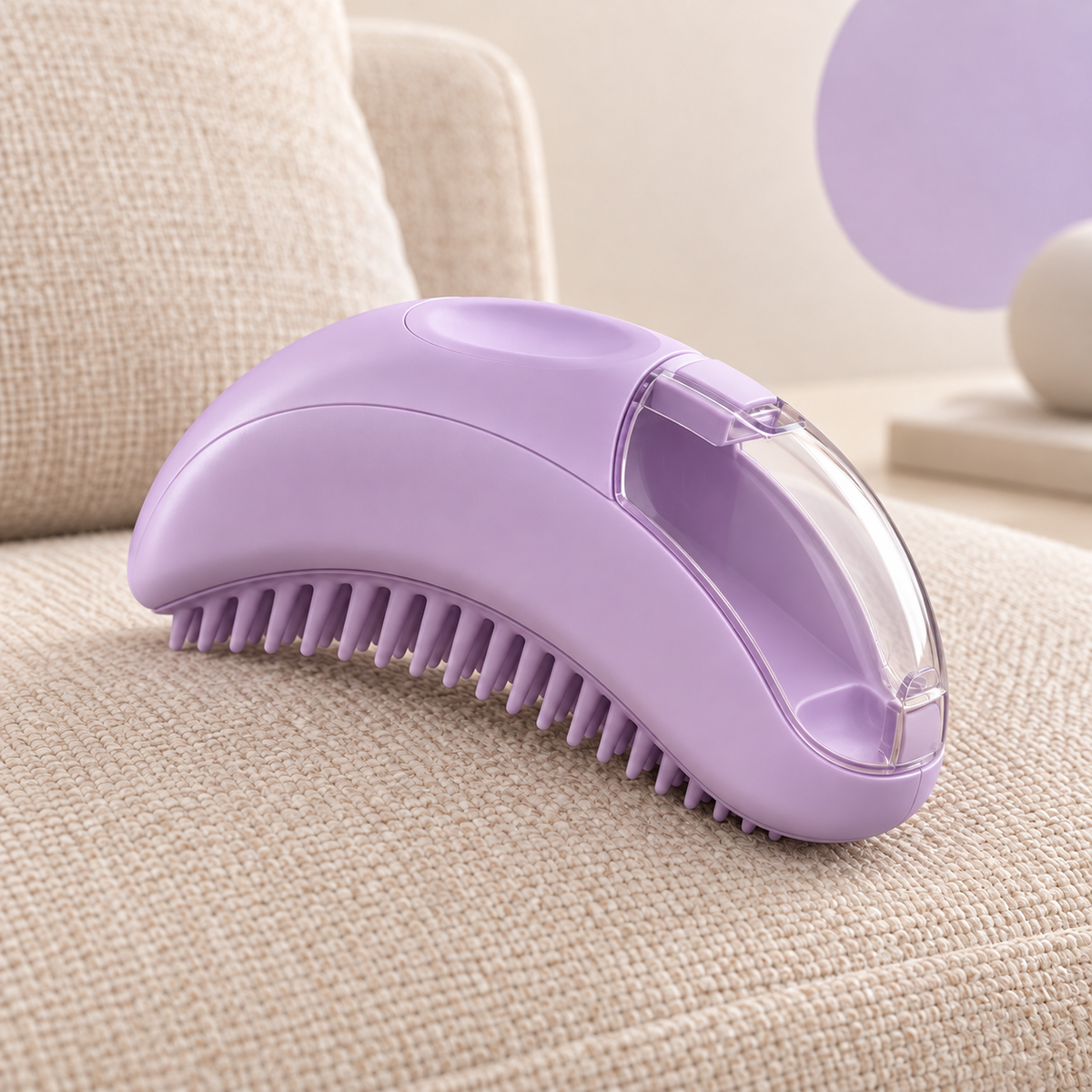 Lavender Pet Grooming Brush with Hair Collection Chamber