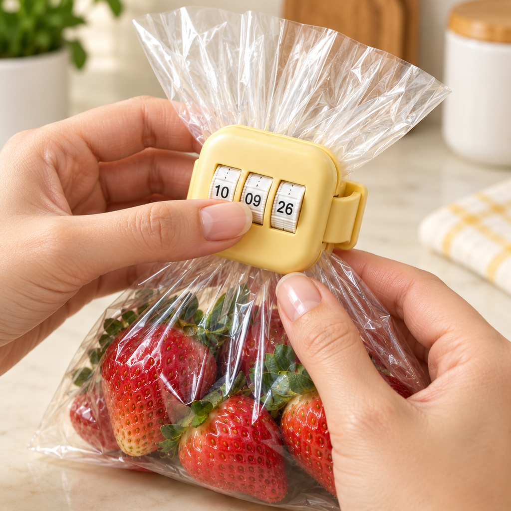 Butter Yellow Food Bag Clip with Date Tracker