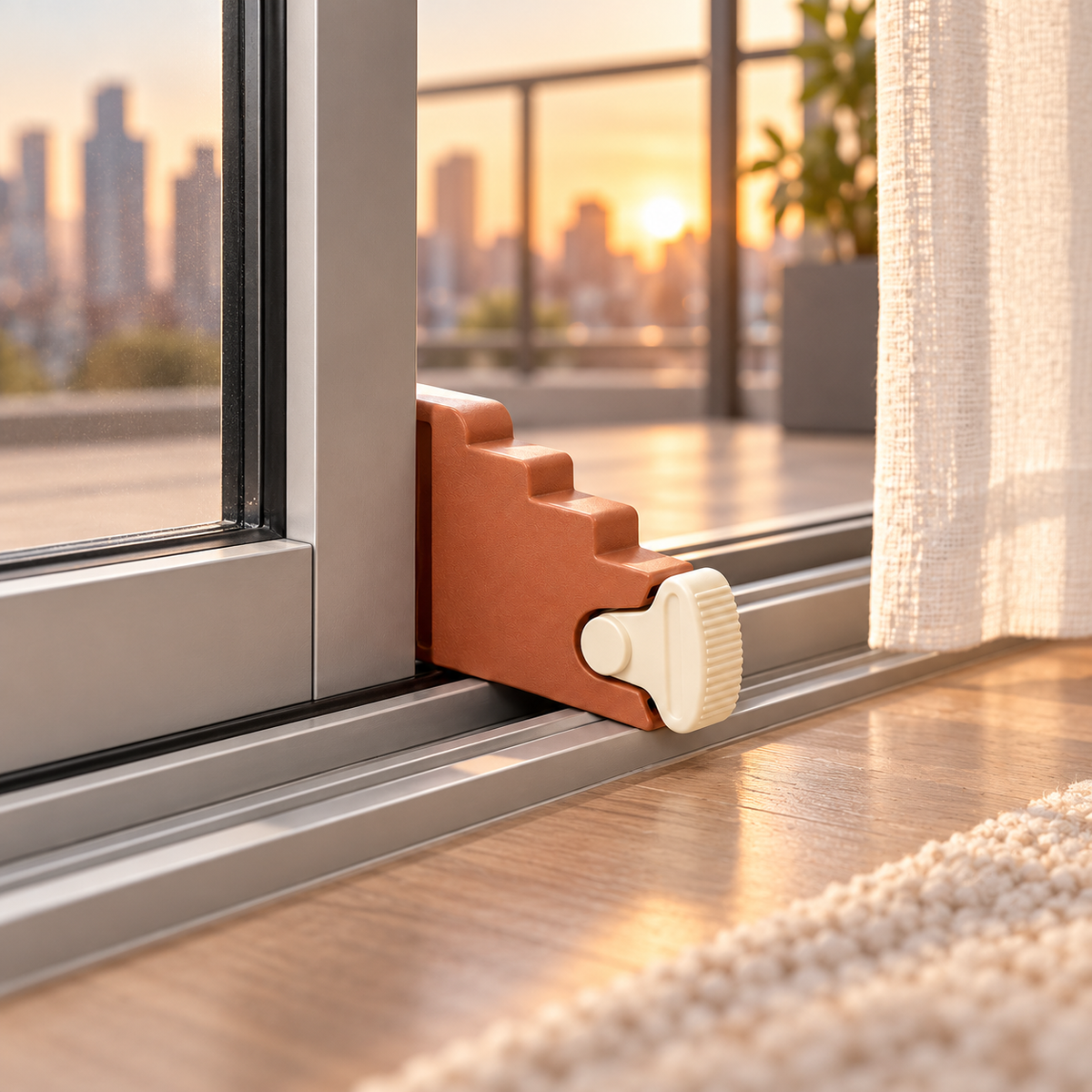 Terracotta Adjustable Sliding Door & Window Track Stopper