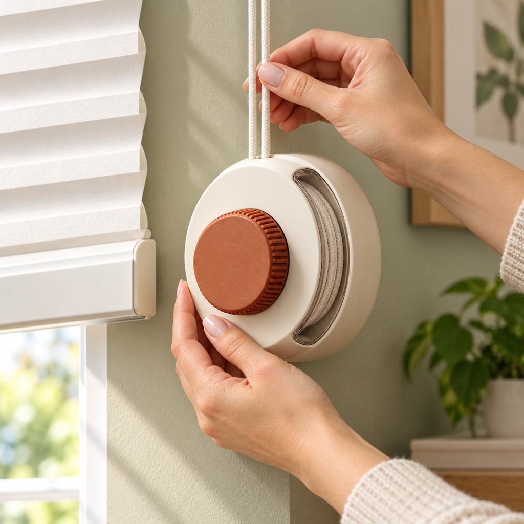 Cream & Terracotta Wall-Mounted Blind Cord Organizer