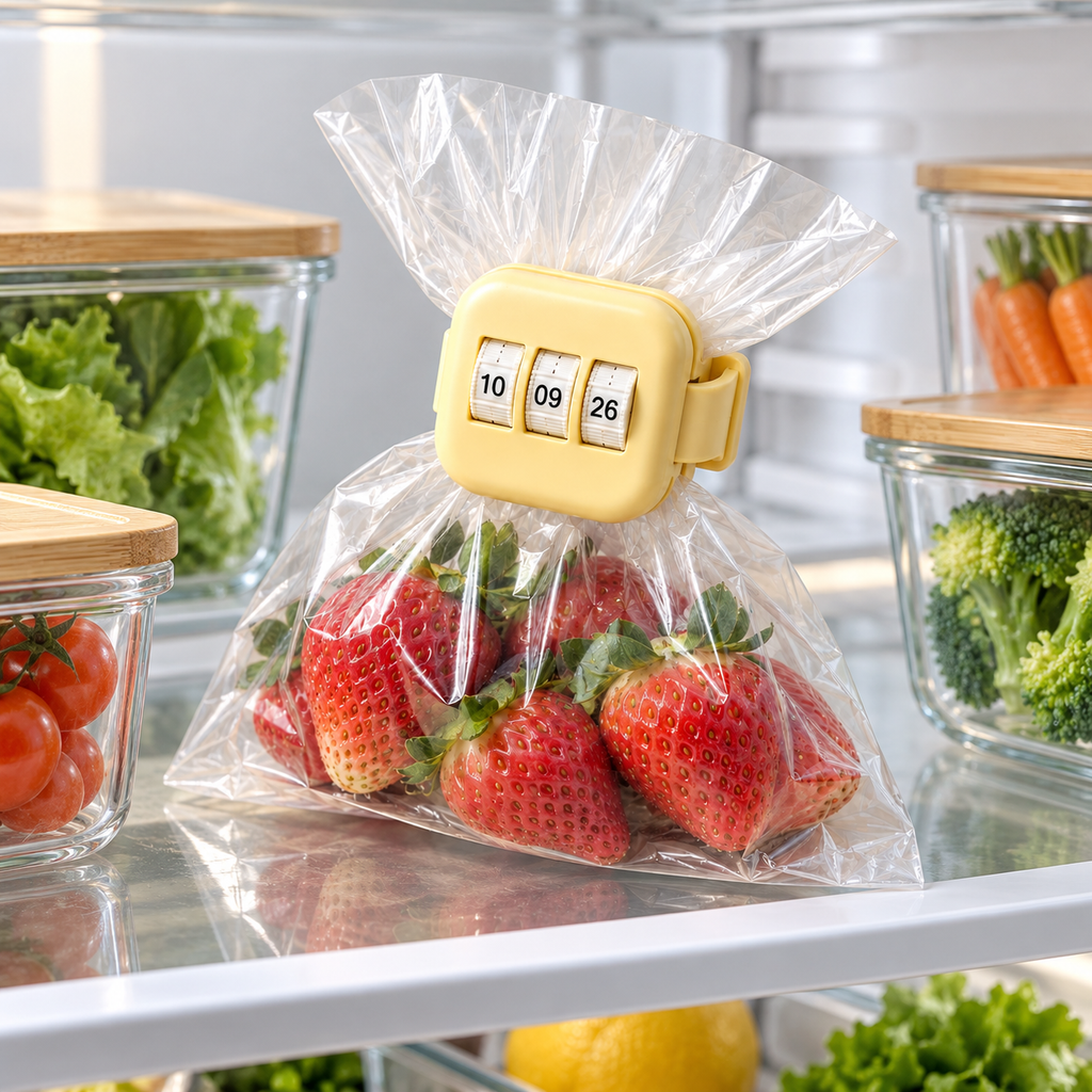 Butter Yellow Food Bag Clip with Date Tracker