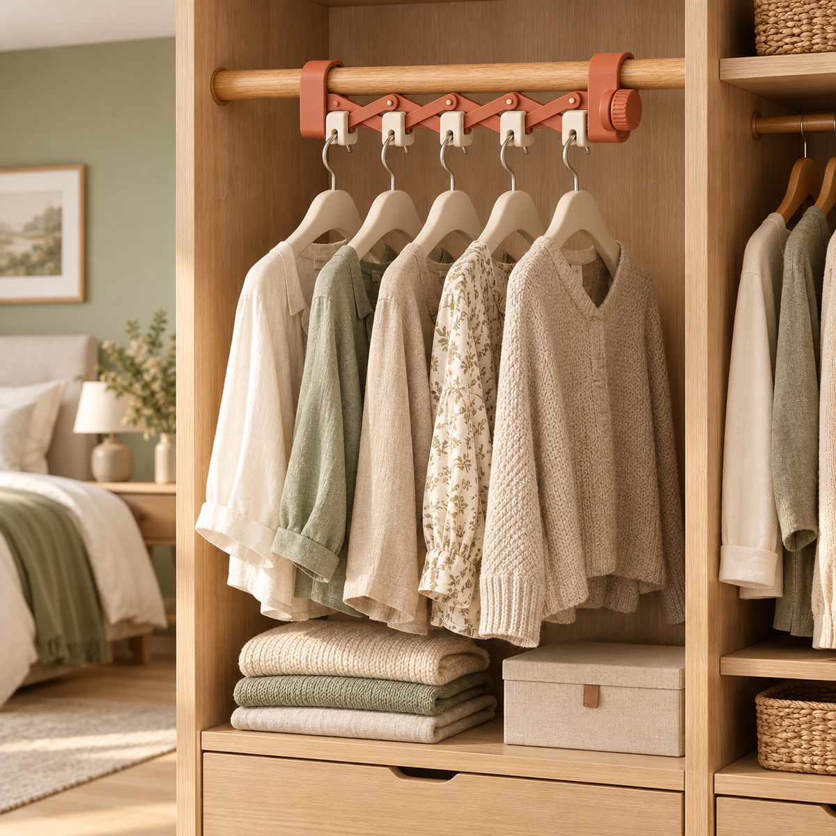 Terracotta Adjustable Closet Hanger Organizer