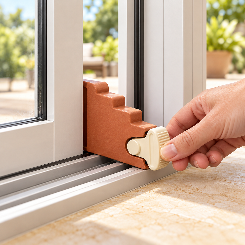 Terracotta Adjustable Sliding Door & Window Track Stopper