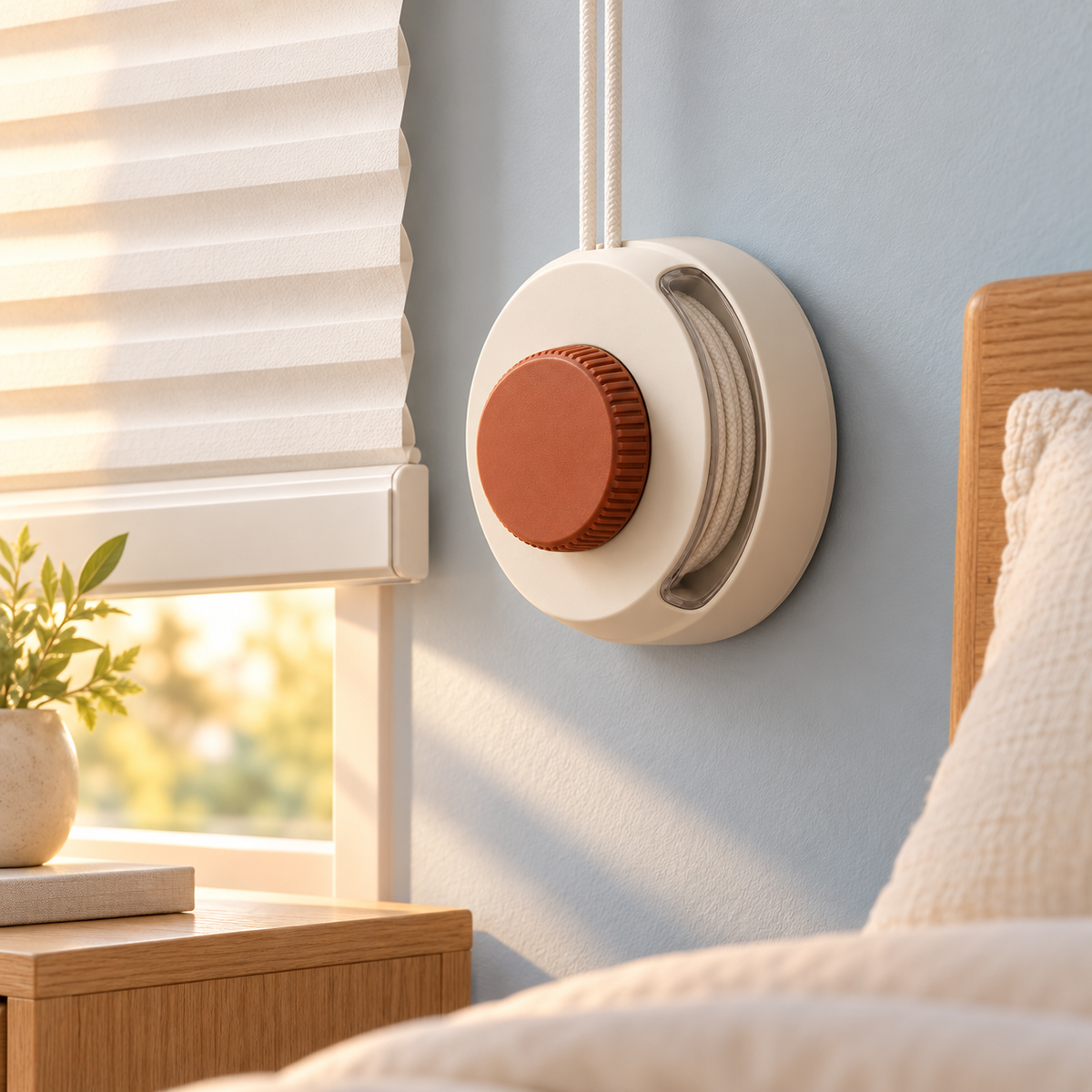 Cream & Terracotta Wall-Mounted Blind Cord Organizer