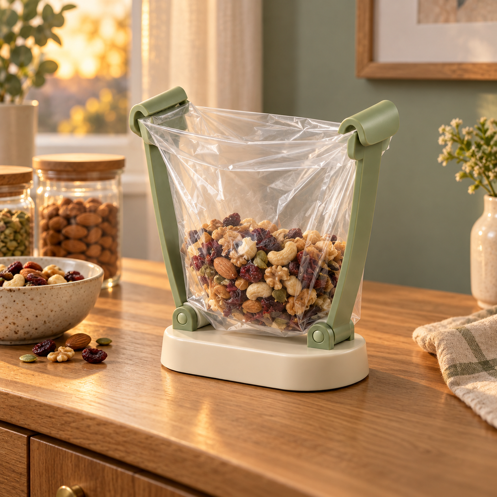 Sage Green Hands-Free Food Bag Holder