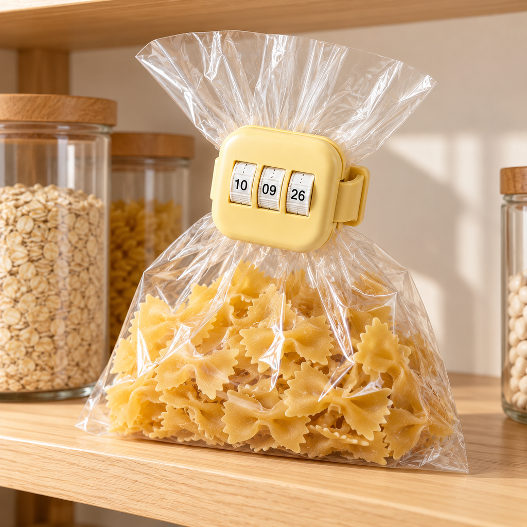 Butter Yellow Food Bag Clip with Date Tracker