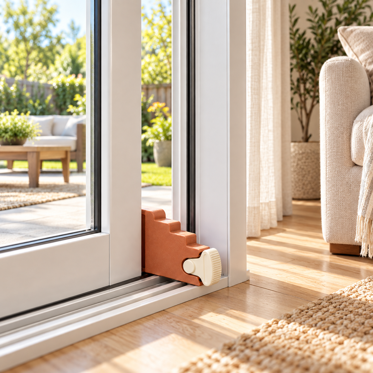 Terracotta Adjustable Sliding Door & Window Track Stopper