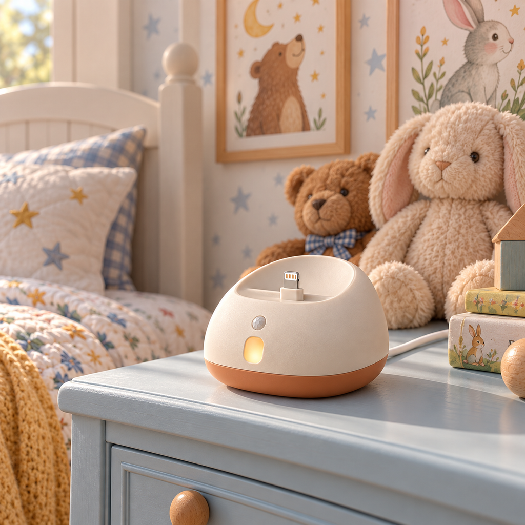 Cream & Terracotta Phone Charging Dock with Motion-Sensor Night Light